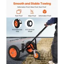 VEVOR Plataforma para Remolque, Capacidad de Peso de 454 kg, Carrito de Acero al Carbono de Ajustable en Altura de 425 mm y 560 mm, Bola de 50,8 mm, Neumáticos de 355,6 mm, para Mover Remolques