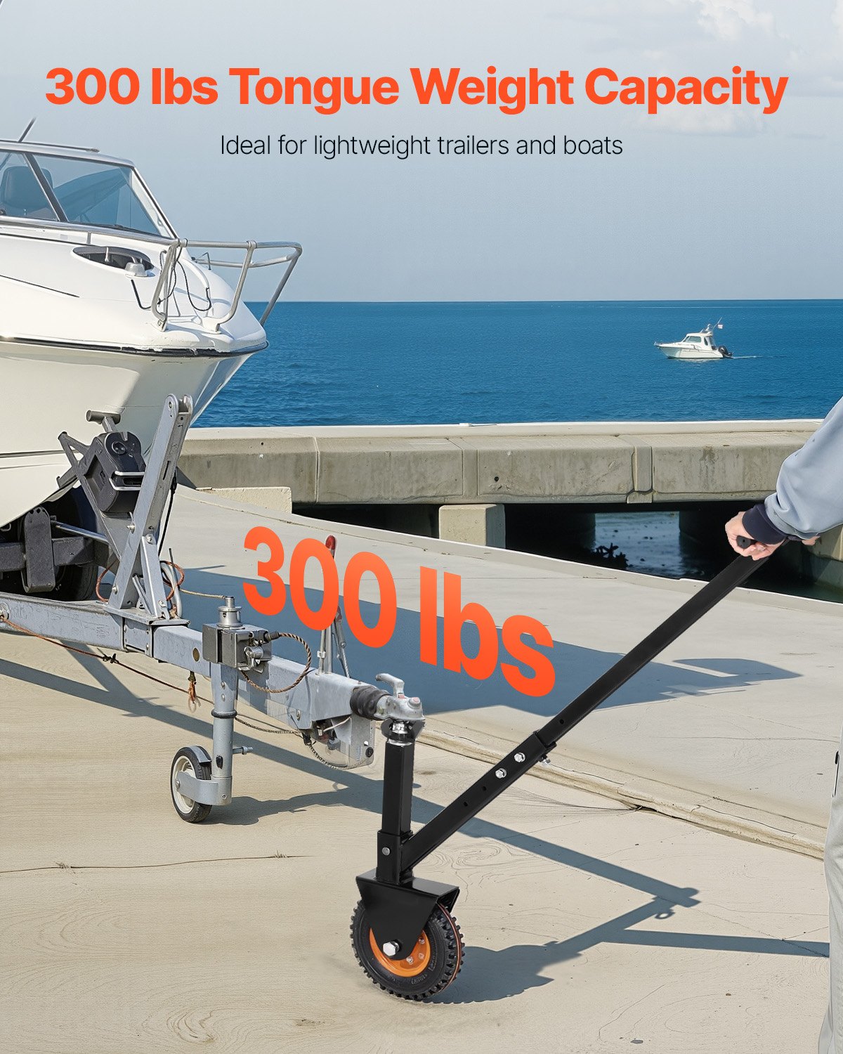 VEVOR Plataforma Rodante para Remolque, Capacidad de Peso de 136 kg, Carrito de Ajustable en Altura de 420 y 560 mm, con Bolas de 47,6 mm y 50,8 mm, Neumático de Goma para Mover un Remolque RV