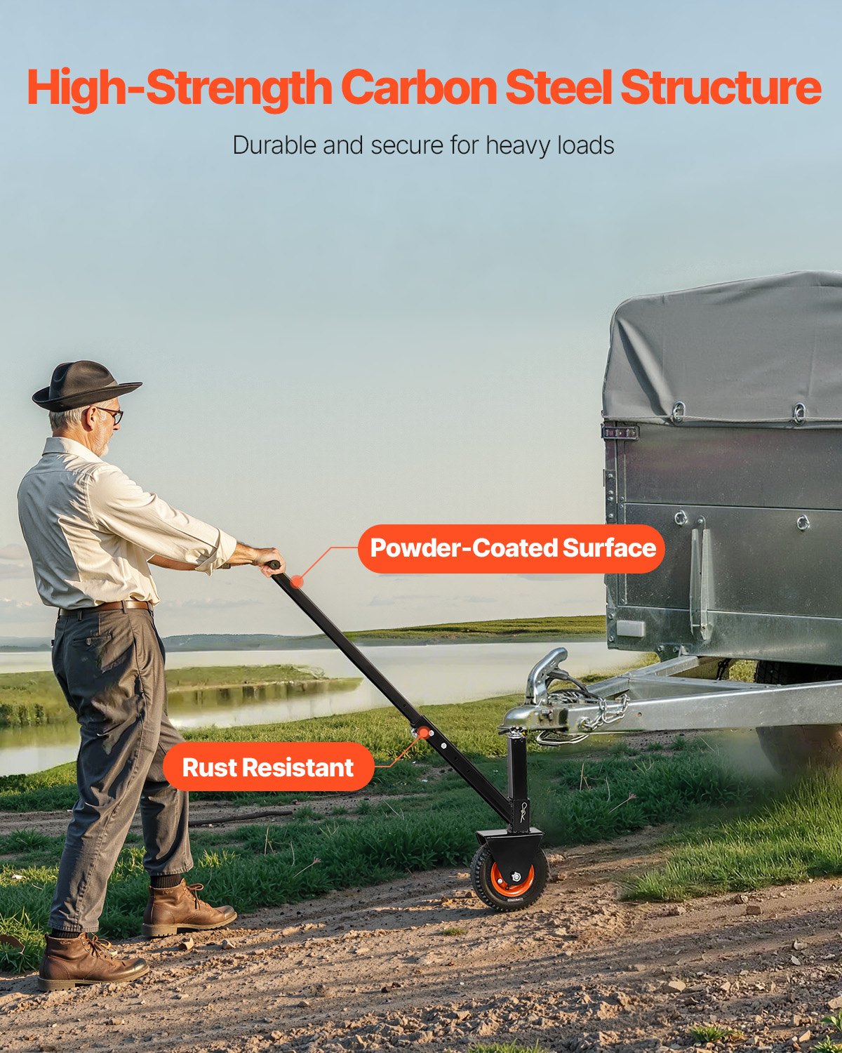 VEVOR Plataforma Rodante para Remolque, Capacidad de Peso de 136 kg, Carrito de Ajustable en Altura de 420 y 560 mm, con Bolas de 47,6 mm y 50,8 mm, Neumático de Goma para Mover un Remolque RV