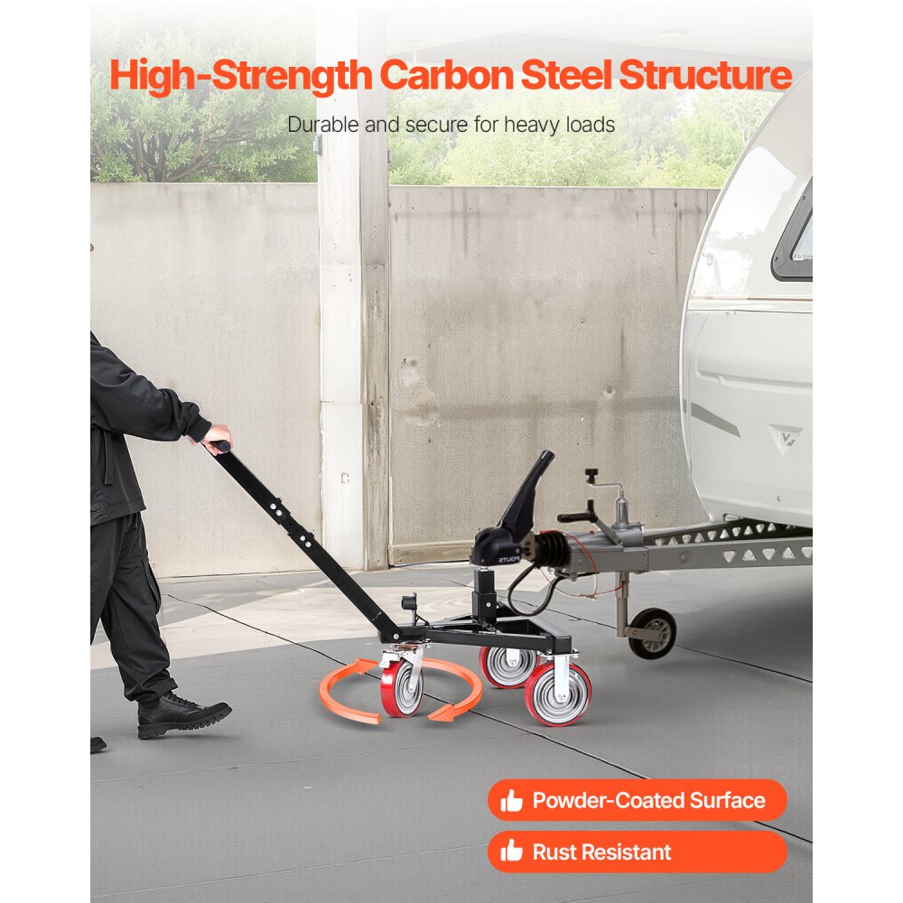 VEVOR Plataforma para Remolque, Capacidad de la Barra de Tracción de 1587 kg, Altura Ajustable de 460 y 560 mm, con Bola de Enganche de 50,8 mm, Longitud de Manija Ajustable para Mover Remolques