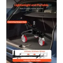 VEVOR Plataforma para Remolque, Capacidad de la Barra de Tracción de 1587 kg, Altura Ajustable de 460 y 560 mm, con Bola de Enganche de 50,8 mm, Longitud de Manija Ajustable para Mover Remolques