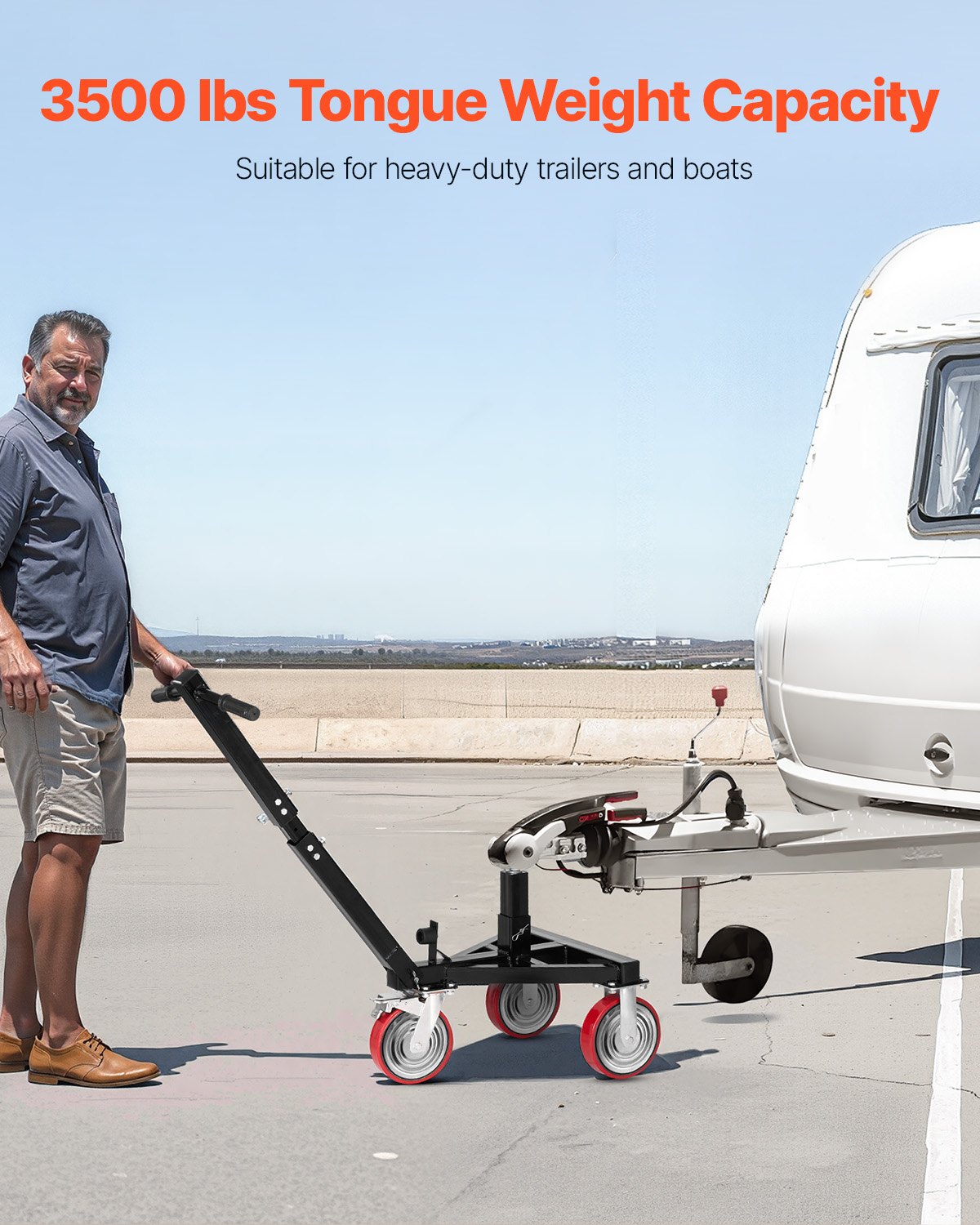 VEVOR Trailer Maneuvering Aid, 1587 kg Vertical Load Capacity, 460 & 560 mm Height, 50.8 mm Ball, 20.32 cm Swivel Wheels, Adjustable Handle Length, for Moving Motorhome Trailers and Boats