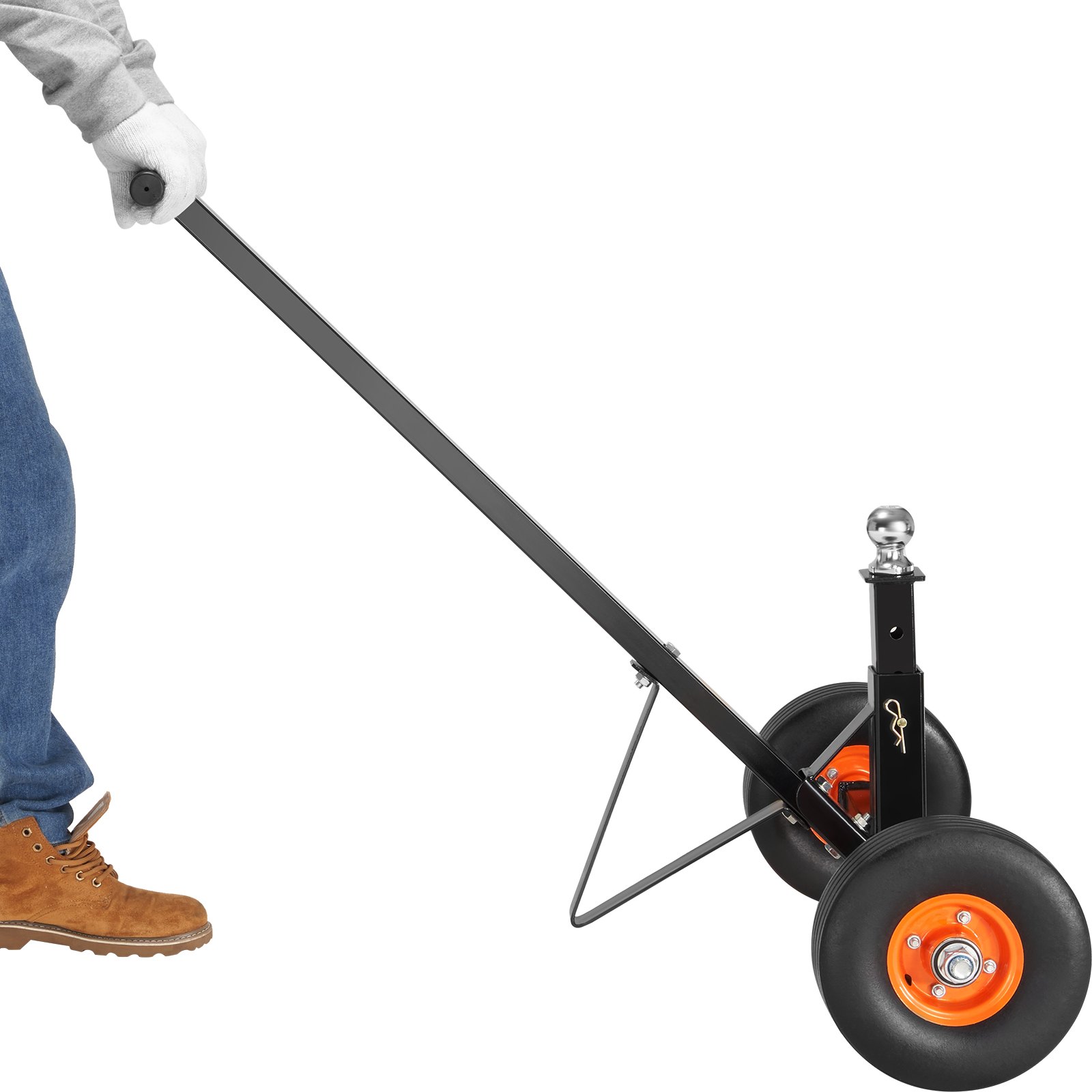 VEVOR Carro de Remolque Carga de 272 kg Carro de Remolque de Acero al Carbono Altura Ajustable de 41-61 cm Bola 47,6 mm Neumáticos Macizos 25,4 cm para Mover Remolques de Coches Autocaravanas Barcos