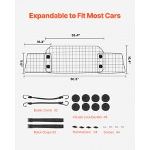 VEVOR Barrera para Perros para Coche Ajustable para Zona de Carga 900 x 416 mm