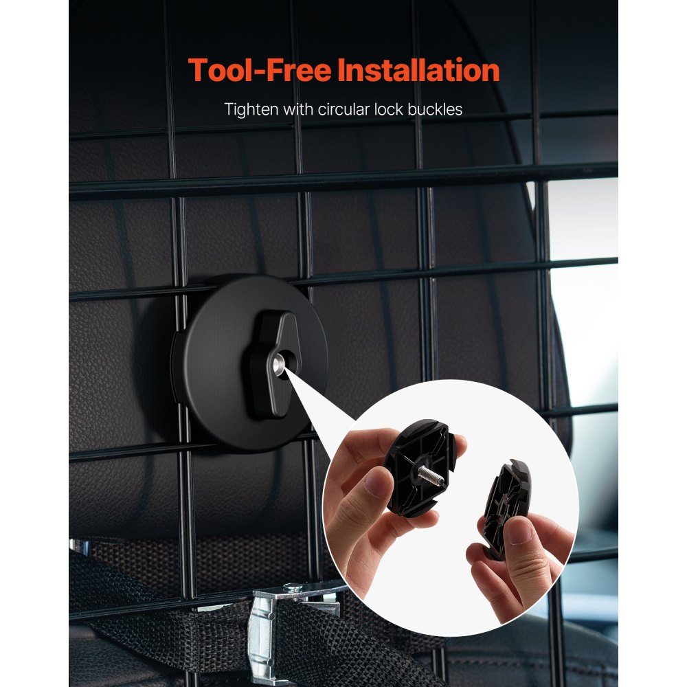 VEVOR Dog Car Barrier Adjustable Divider Dog Guard (968 x 405 mm) Car Safety Barrier for Back Seats, Wire Mesh Pet Barrier, Universal Fit Car Barrier for SUVs and Trucks