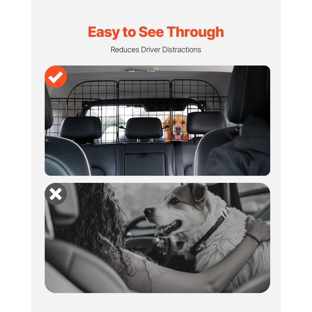 VEVOR Barrera para Perros para el Coche, Divisor Ajustable de 928 x 423 mm para el Área de Carga del Maletero, para Asientos Traseros de Ajuste Universal, para Sedán, Camiones y SUV, Resistente