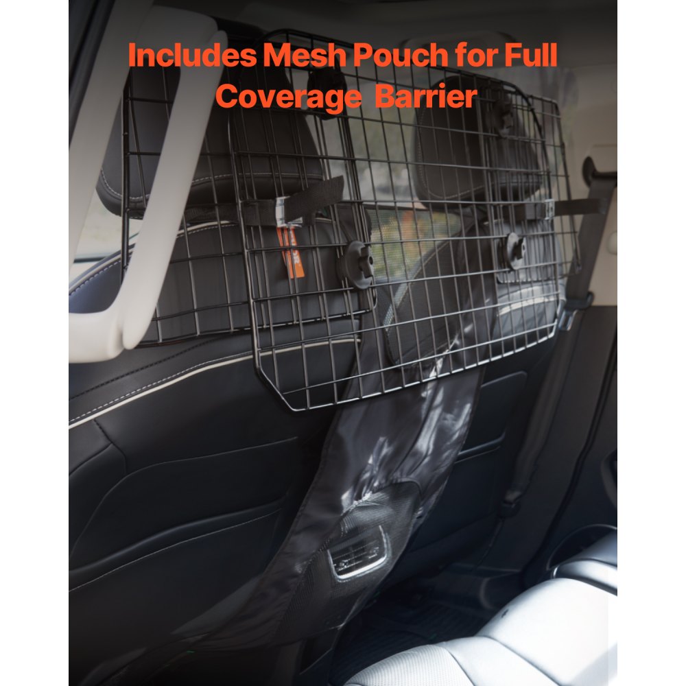 VEVOR Barrera Ajustable para Perros en el Coche, para Instalación en el Asiento Delantero, Red de Protección de Malla de Alambre Resistente y de Ajuste Universal, a Vehículos Sedán, Camiones y SUV