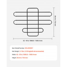 VEVOR Barrera para Perros para Automóvil Ajustable de Metal 1550 x 722 x 32 mm