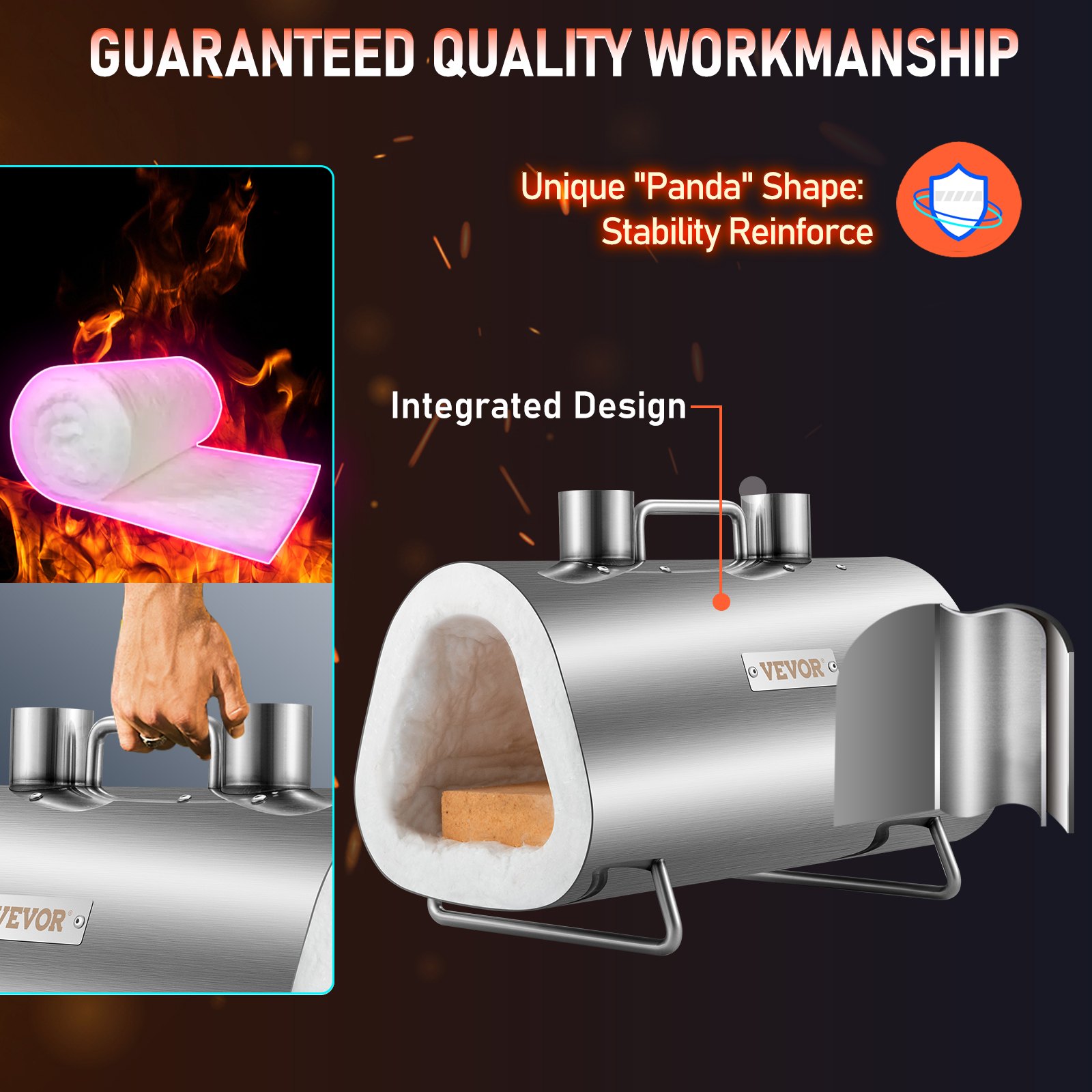 VEVOR Forja de Propano de Gas 400 x 220 x 206 mm Forja de Cuchillos de Propano Horno de Forja Ovalada con 2 Quemadores, Alta Compatibilidad, Impresionante Aislamiento y Protección para Herreros