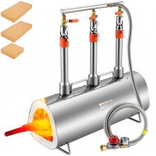 VEVOR Forja de Propano de Gas 600 x 220 x 206 mm Forja de Cuchillos de Propano Horno de Forja Ovalada con 3 Quemadores, Alta Compatibilidad, Impresionante Aislamiento y Protección para Herreros