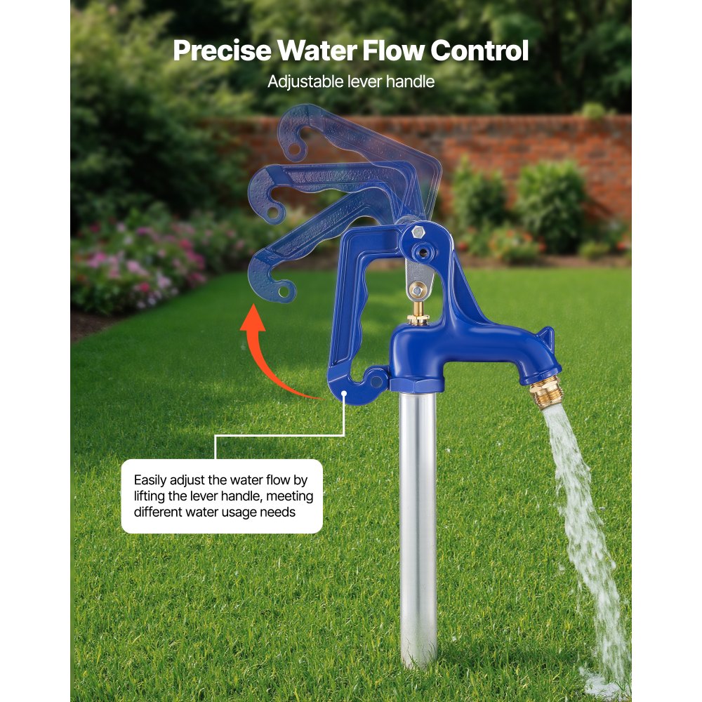 VEVOR Hidrante de Jardín Resistente a las Heladas, 1280 mm, con Profundidad de Enterramiento de 609,6 mm, Conexión de Tubo G 19,05 mm y Acoplamiento de Manguera, para Riego de Jardines y Granjas