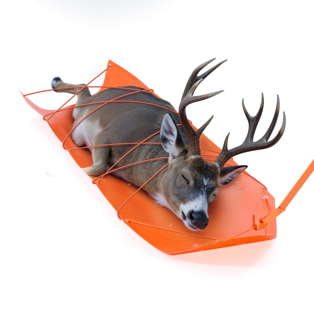 VEVOR Deer Drag Sled, 185 x 58 cm, 250 kg Heavy Duty Yard Utility Sled, Tear-Resistant PE Drag Glider Mat with Ropes & Handle, Thickened Game Hauler for Firewood Ice Fishing Hauling Hunting