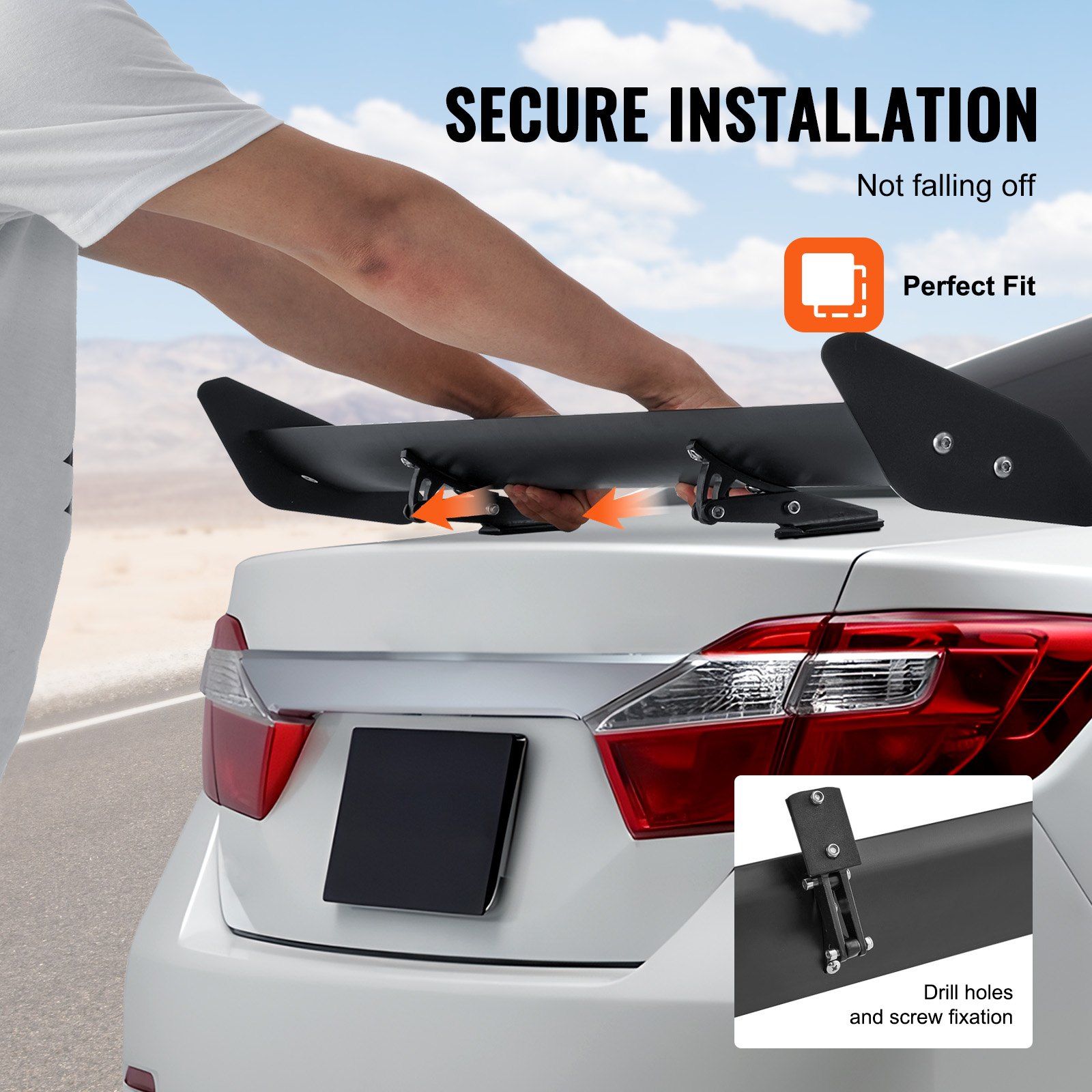 VEVOR Alerón de Coche, Alerón Universal de 1106 x 220 x 130 mm con Una Sola Cubierta, Aluminio Ligero Ajustable, Compatible con la Mayoría de los Sedanes y Cupés, Alerón de Carreras BGW/JDM Negro Mate