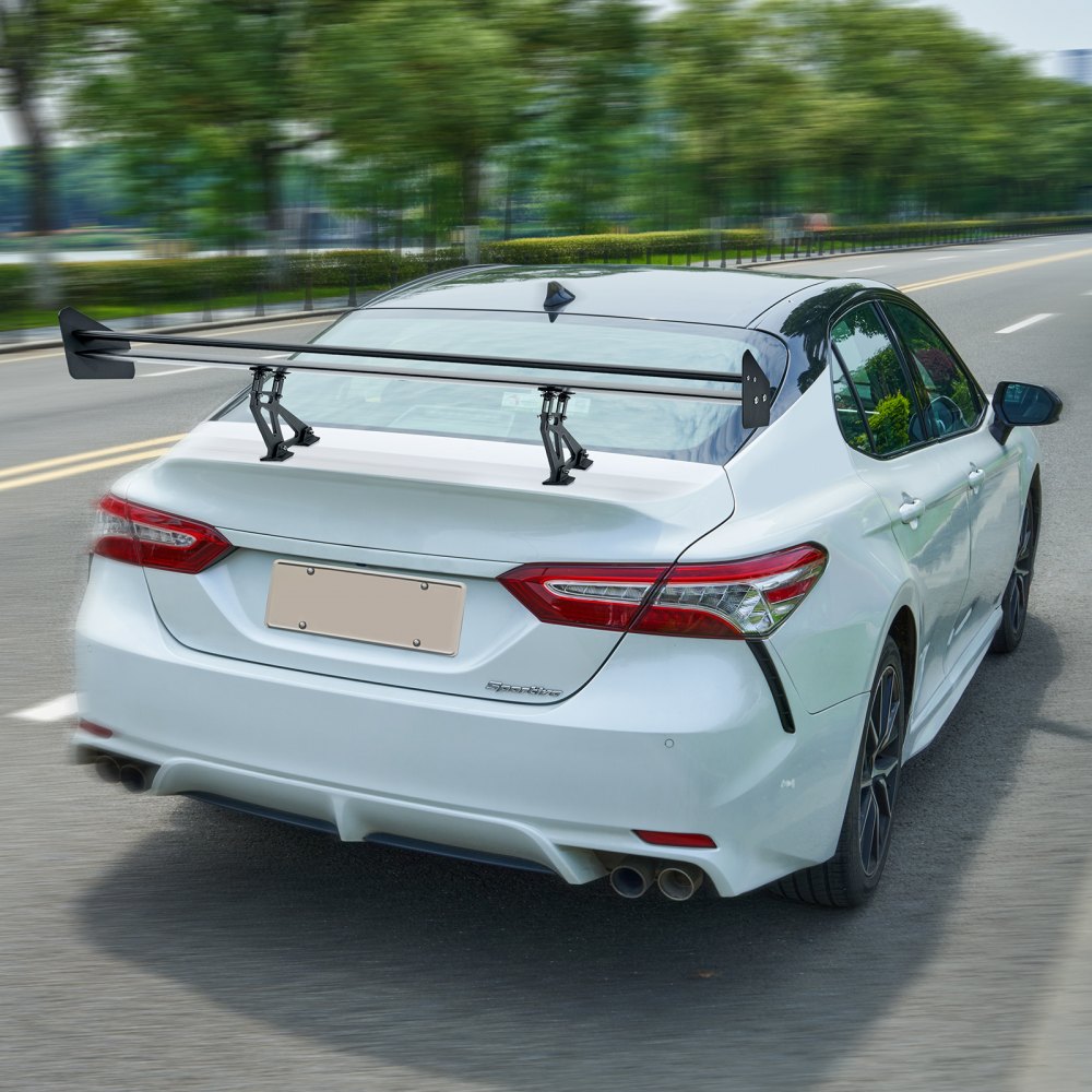 VEVOR GT Wing Car Spoiler, 53.1 Inch Universal Double Deck Spoiler, Adjustable Lightweight Aluminum, Car Rear Spoiler Wing, Racing Spoiler BGW/JDM Drift Black