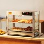 Calentador de alimentos comercial de 2 niveles VEVOR, calentador de alimentos de 800 W con luz para mejorar la exhibición de los alimentos, control de temperatura de 30 ℃ ~ 85 ℃, gran capacidad de 58 L para hamburguesas, pizzas, pan, pollo frito
