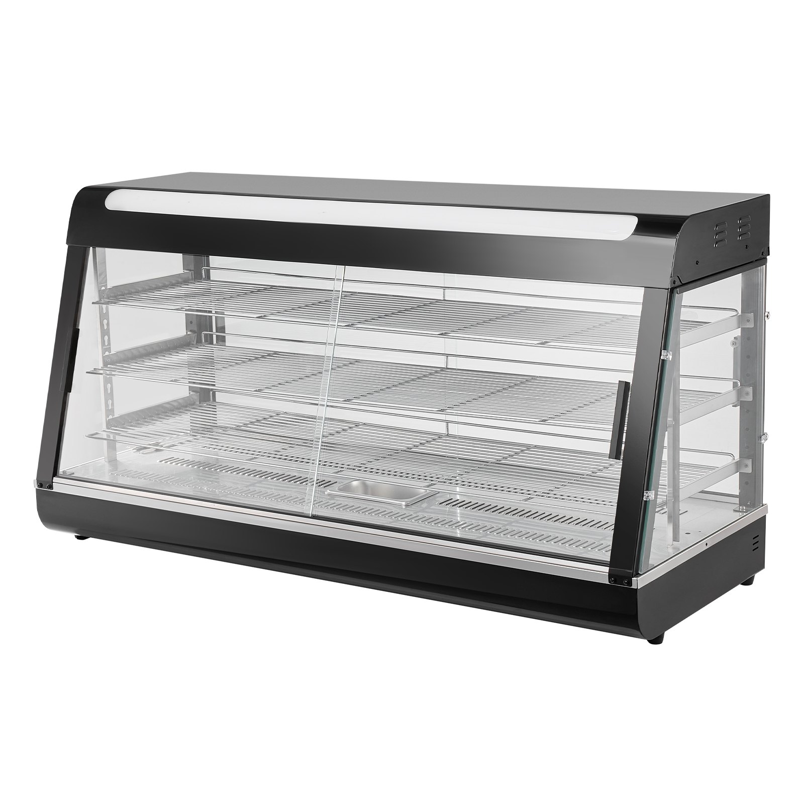 Calentador de alimentos comercial de 3 niveles VEVOR, calentador de alimentos de 1500 W con luz, estante ajustable y pantalla de temperatura, calentamiento a vapor de 30 ℃ ~ 85 ℃, 180 L para hamburguesas, pizzas, pan, pollo frito