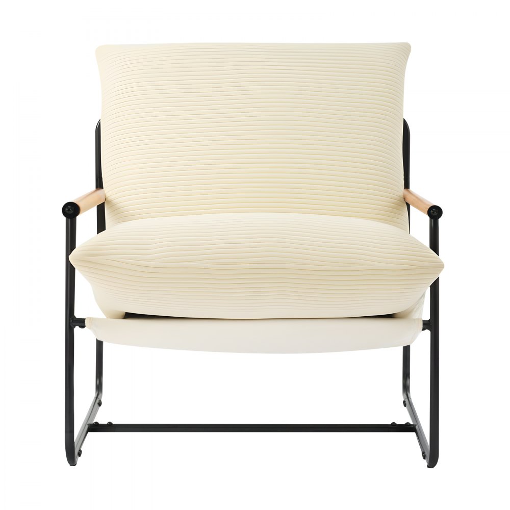 VEVOR Sillón de Acento, Sillón Tapizado 88 x 75 x 85 cm con Acolchado de Espuma Suave, Estructura de Metal y Cojín Extraíble, para Sala de Estar, Dormitorio, Sala de Lectura y Oficina, Beige