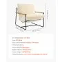 VEVOR Sillón de Acento, Sillón Tapizado 88 x 75 x 85 cm con Acolchado de Espuma Suave, Estructura de Metal y Cojín Extraíble, para Sala de Estar, Dormitorio, Sala de Lectura y Oficina, Beige