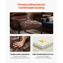 VEVOR Sillón de Acento, Sillón Tapizado 80 x 75 x 82 cm con Acolchado de Espuma Suave, Estructura de Metal y Cojín Extraíble, para Sala de Estar, Dormitorio, Sala de Lectura y Oficina, Marrón