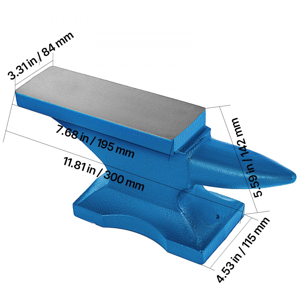 VEVOR Yunque de Hierro 11kg Fundido con Forja de Metal de Cuerno Largo, Ideal para Metalúrgicos y Herreros en Taller de Metal y Excelente para Remachar Aplanar