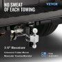 VEVOR Enganche de Remolque Ajustable Receptor de 2,5" Caída Ajustable 6" Brazo de Remolque de Acero Inoxidable Soporte de Bola de Enganche de Remolque Capacidad de 22,000 lbs con Pasadores de Bloqueo