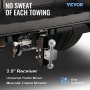 Enganche de remolque ajustable VEVOR con receptor de 2,5&quot; conectado a un vehículo, lo que promueve la facilidad de remolque.