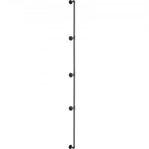 VEVOR Pasamanos Escalera 396 cm Pasamanos de Pared Acero al Carbono Acabado Mate Carga de 200 kg Pasamanos Estilo Industrial Pasamanos Montaje en Pared con Kit Completo Negro para Interior y Exterior