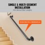 VEVOR Pasamanos Escalera 90 cm Pasamanos de Pared Acero al Carbono Acabado Mate Carga 200 kg Pasamanos Estilo Industrial Ø32 mm Pasamanos Montaje en Pared Kit Completo Negro para Interior y Exterior