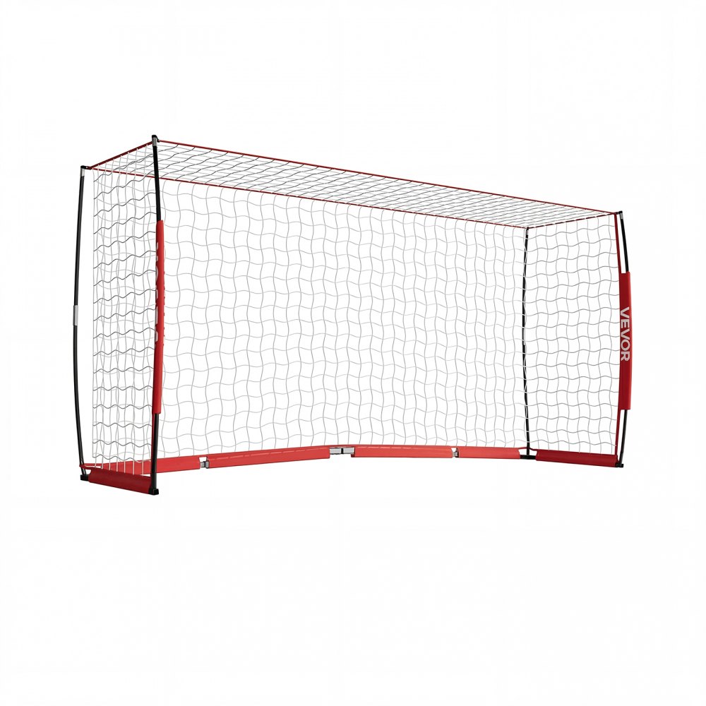 VEVOR Soccer Goal 3.6 x 1.8 m Soccer Net for Backyard Collapsible Base Red, Portable & Quick Setup Set, with Metal Base, Carry Bag, Ground Stakes, for Youth & Adults Outdoor Backyard Practice Training