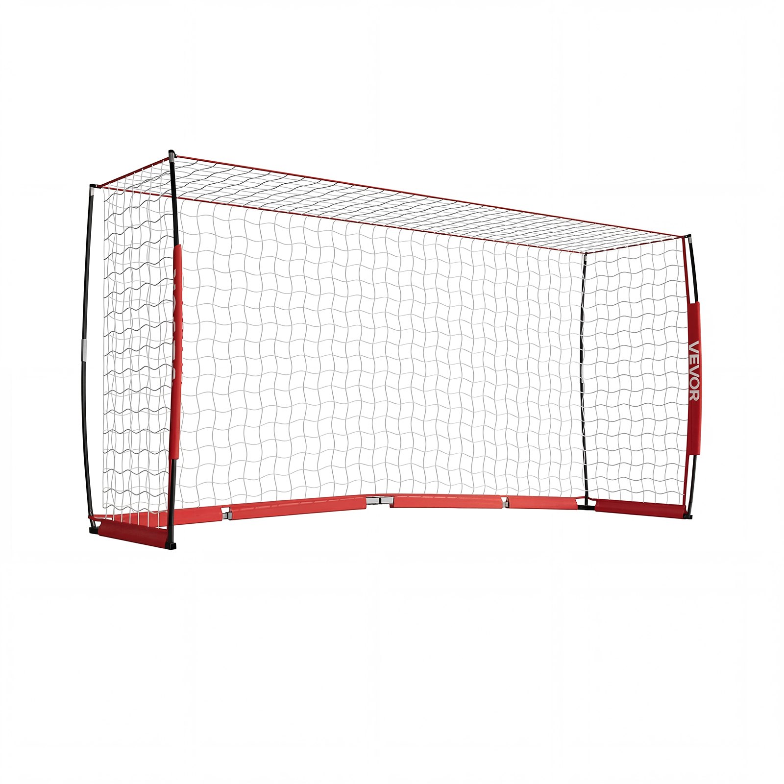 VEVOR Soccer Goal 3.6 x 1.8 m Soccer Net for Backyard Collapsible Base Red, Portable & Quick Setup Set, with Metal Base, Carry Bag, Ground Stakes, for Youth & Adults Outdoor Backyard Practice Training