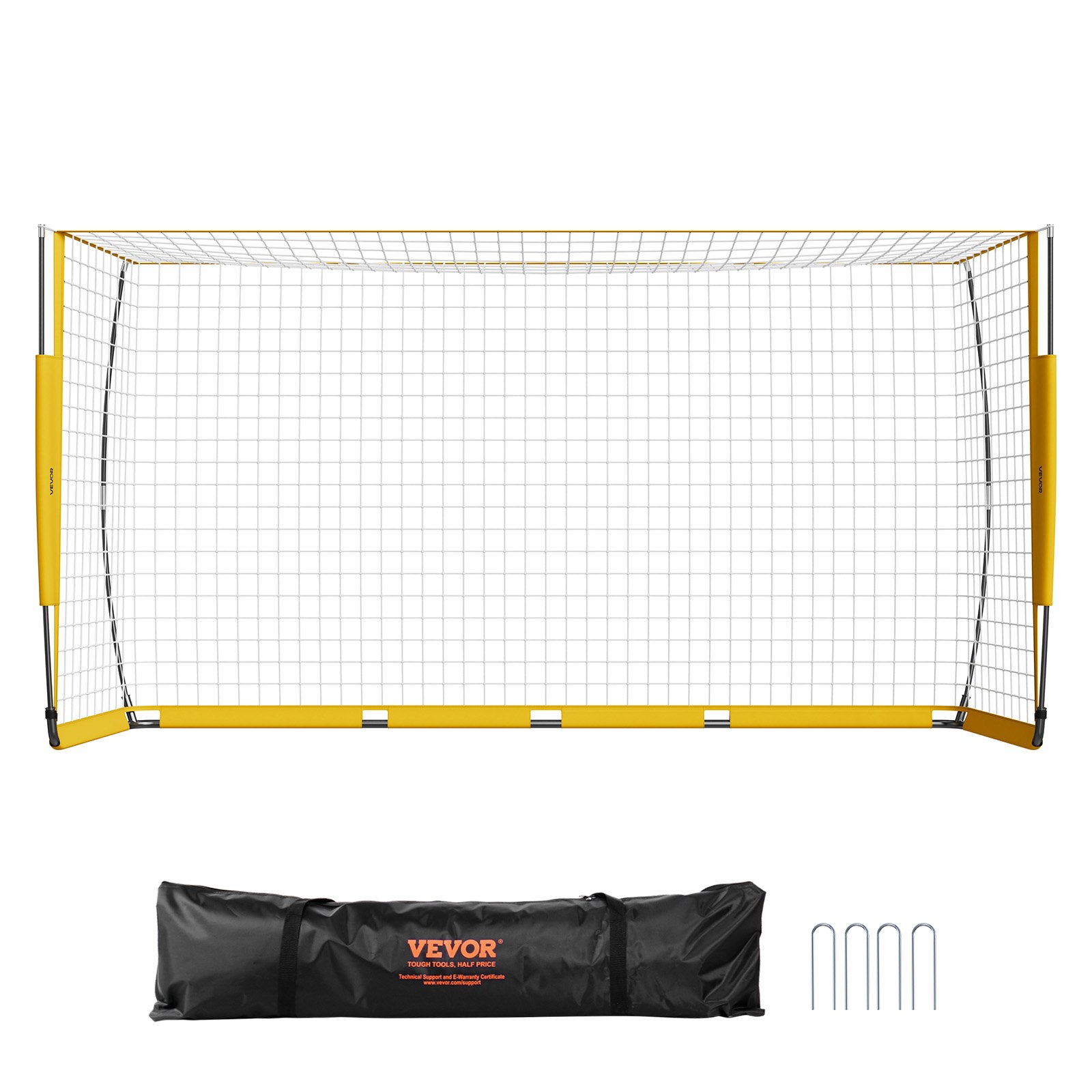 VEVOR Portería de Fútbol Portátil para Patio Trasero para Adultos y Niños, con Estructura de Acero y Fibra de Vidrio, para Todo Tipo de Clima con Bolsa de Transporte, Smarillo, 3650 x 1890 x 1050 mm
