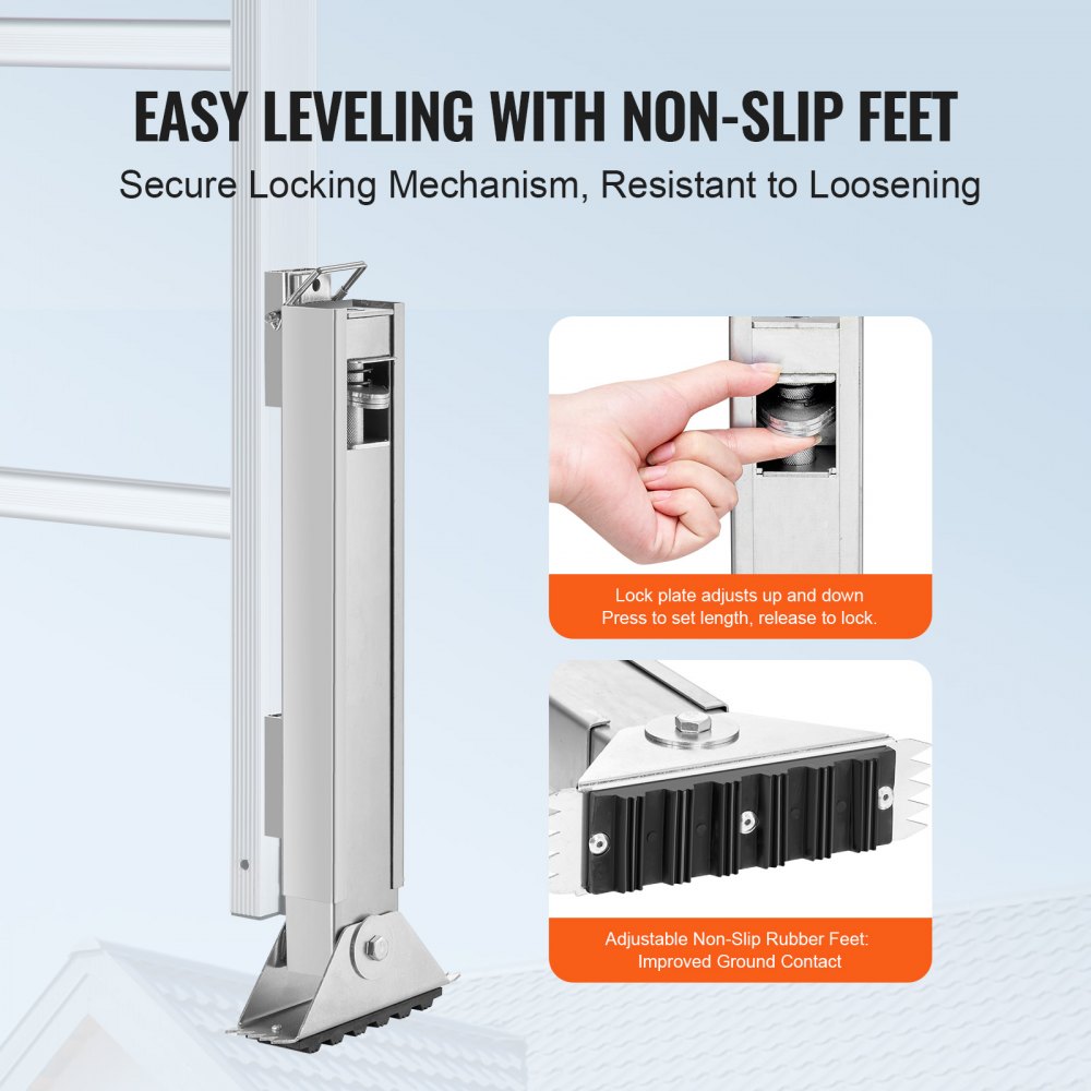 VEVOR Ladder Leveler, 288 mm Extendable Steel Ladder Leveling Tool, Quick Release, Stair Ladder Stabilizer, Easy to Use, Extension Ladder Accessory for Uneven Ground