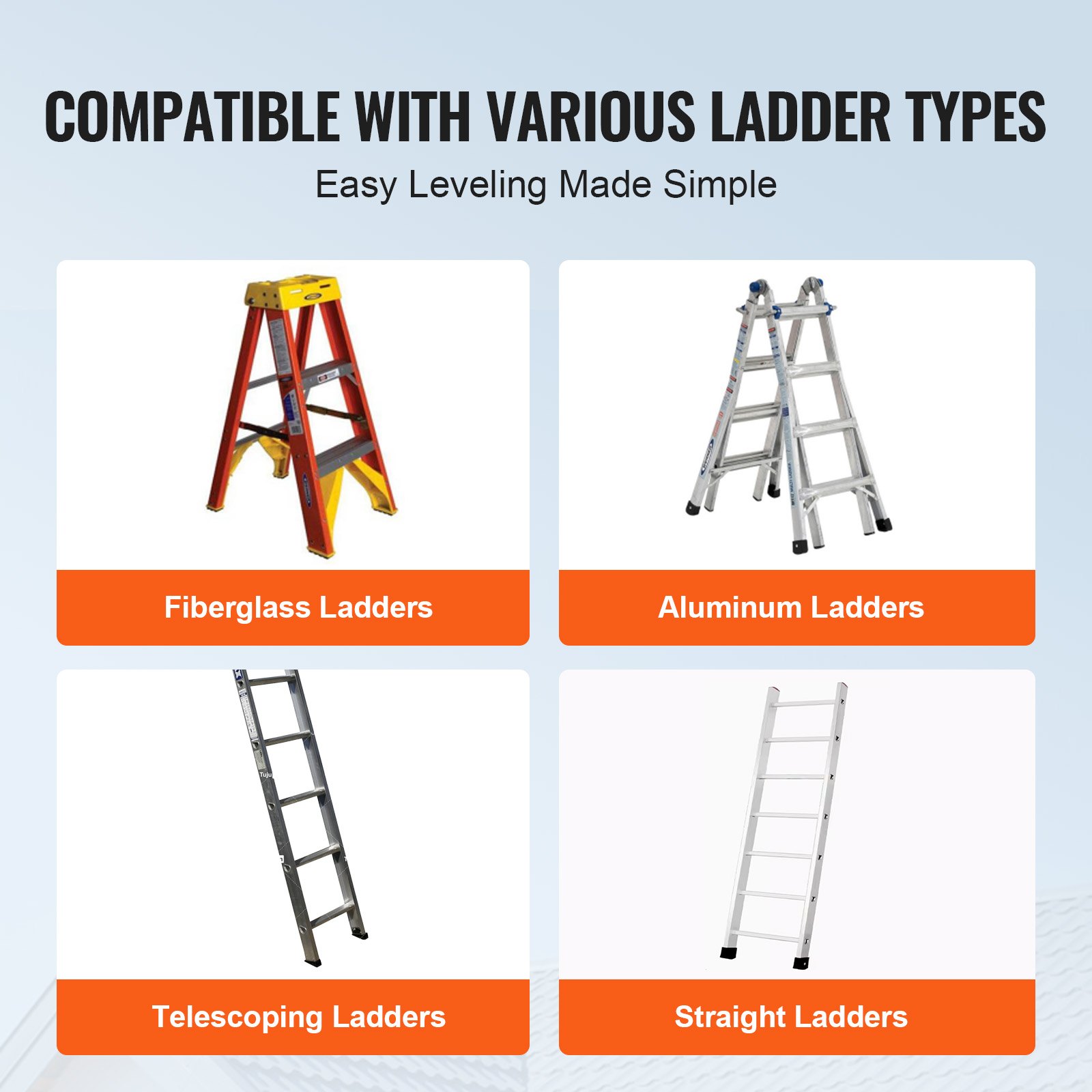 VEVOR Ladder Leveler, 288 mm Extendable Steel Ladder Leveling Tool, Quick Release, Stair Ladder Stabilizer, Easy to Use, Extension Ladder Accessory for Uneven Ground