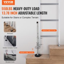 VEVOR Nivelador de Escalera Acero al Carbono Carga 249,5 kg φ 97 x 595 mm Plata