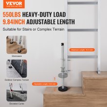 VEVOR Nivelador de Escalera de Acero Carbono Carga 249,5 kg φ 97 x 493 mm Plata