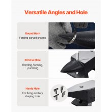 VEVOR Yunque de Acero 10kg Yunque de Cuerno con 2 Agujeros Redondo y Cuadrado 55HRC Yunque de Doble Cuerno Cuerno de Yunque 355 x 110 mm Yunque de Trabajo Yunque de Cuerno para Hacer Joyas Acero Duro