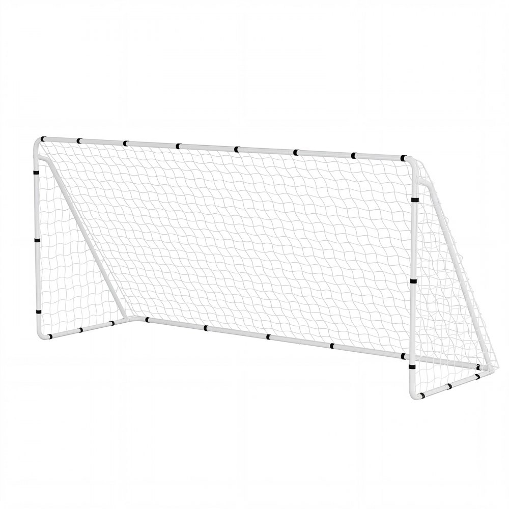 VEVOR Portería de Fútbol de 3,66 x 1,83 m, con Tubos de Hierro y Red de PE, Estructura Robusta y Estable, con Estacas para Suelo y Correas, para Entrenamiento al Aire Libre, para Jóvenes y Adultos