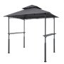 VEVOR Grill Gazebo, 2.43 x 1.5 m Reinforced Outdoor BBQ Gazebo with Double-Tiered Roof, Powder-Coated Steel Patio Grill Shelter with 2 Side Shelves & 8 Hooks, Grilling Canopy for Patio Backyard Garden