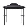 VEVOR Gazebo para Barbacoa, Refugio de Acero para Barbacoa con Recubrimiento en Polvo 243 x 150 x 250 cm con Techo de 2 Niveles, 2 Estantes Laterales y 8 Ganchos para Patio, Jardín, Exterior