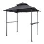 VEVOR Gazebo para Barbacoa, Refugio de Acero para Barbacoa con Recubrimiento en Polvo 243 x 150 x 250 cm con Techo de 2 Niveles, 2 Estantes Laterales y 8 Ganchos para Patio, Jardín, Exterior