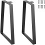 VEVOR Patas Bajas de Tabla 2 PCS Patas de Mesa Muebles 40,6 cm de Acero al Carbono Capacidad de Carga 181 kg Patas de Oficina Piernas Trapezoidales del Escritorio para Casa Oficina Comedor, Negro