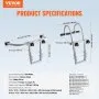 VEVOR Estabilizador de Escalera Gancho Separador de Escalera de Pared Extensible Accesorios para Escalera de Caballete de Techo Barra en T con Agarre de Goma de Acero Acceso a Techos Empinados