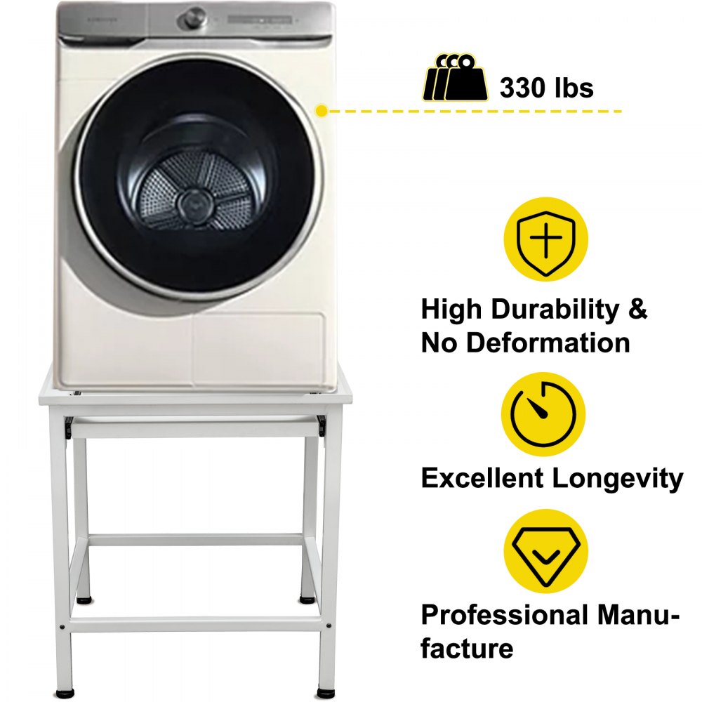 Vevor Base Lavadora Pedestal Para Lavadora Hierro Blanco 61 X 58 X 65 Cm 150 Kg