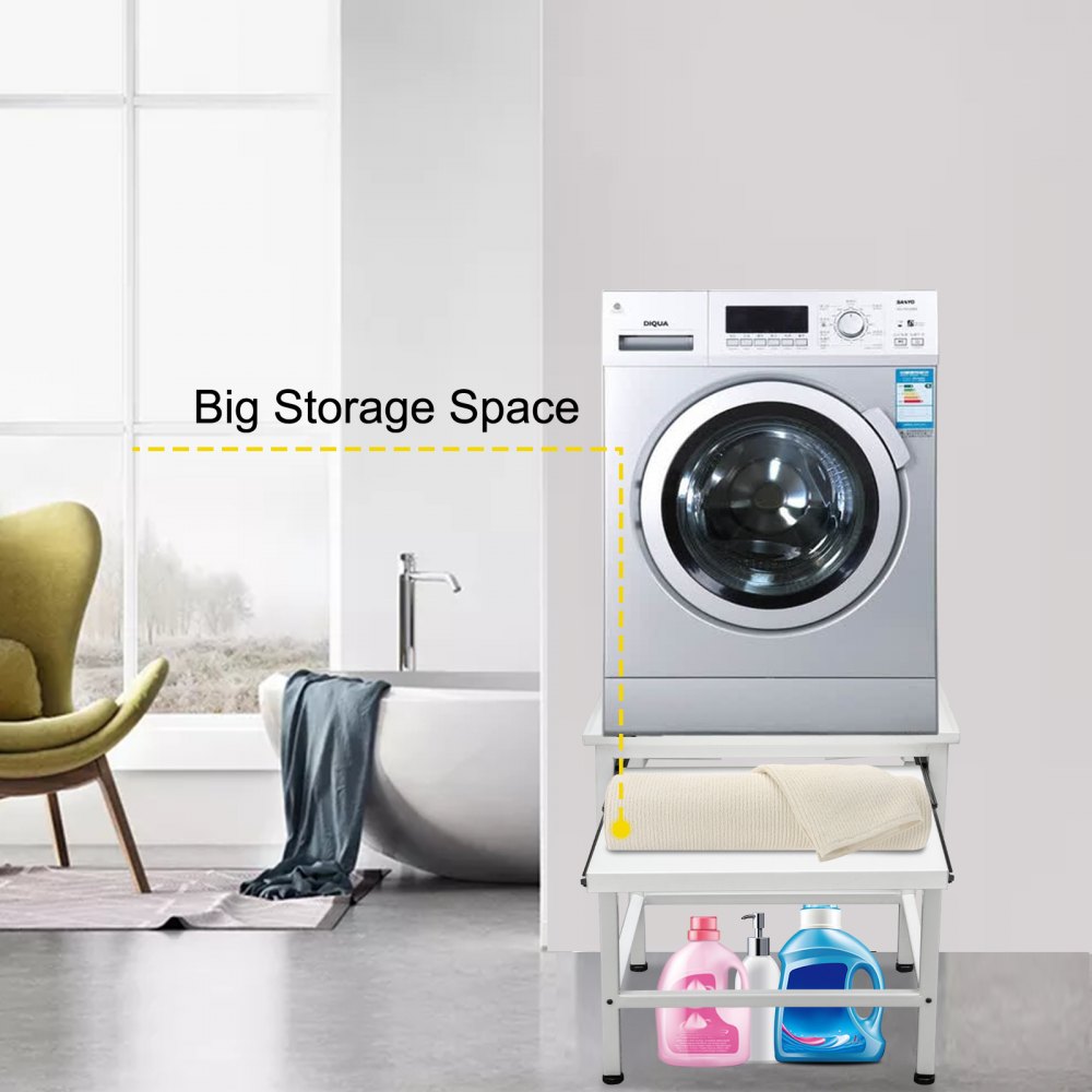 Vevor Base Lavadora Pedestal Para Lavadora Hierro Blanco 61 X 58 X 65 Cm 150 Kg