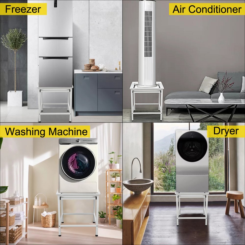 Vevor Base Lavadora Pedestal Para Lavadora Hierro Blanco 61 X 58 X 65 Cm 150 Kg