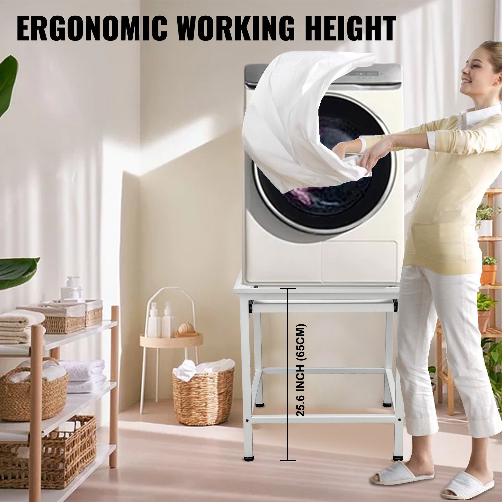 Vevor Base Lavadora Pedestal Para Lavadora Hierro Blanco 61 X 58 X 65 Cm 150 Kg