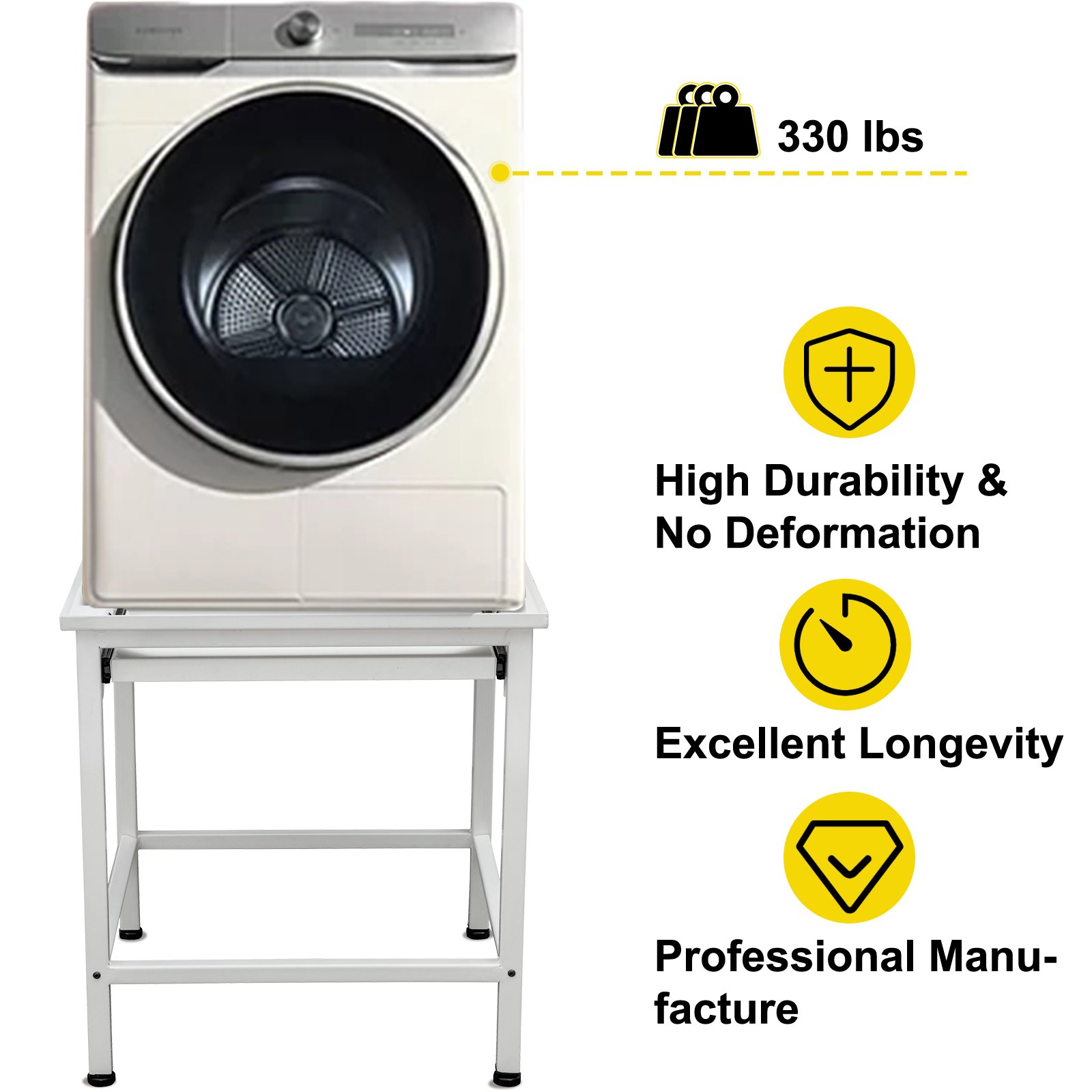 Vevor Base Lavadora Pedestal Para Lavadora Hierro Blanco 61 X 58 X 65 Cm 150 Kg