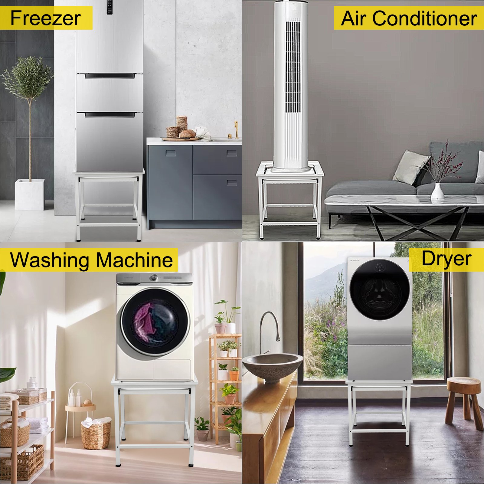 Vevor Base Lavadora Pedestal Para Lavadora Hierro Blanco 61 X 58 X 65 Cm 150 Kg