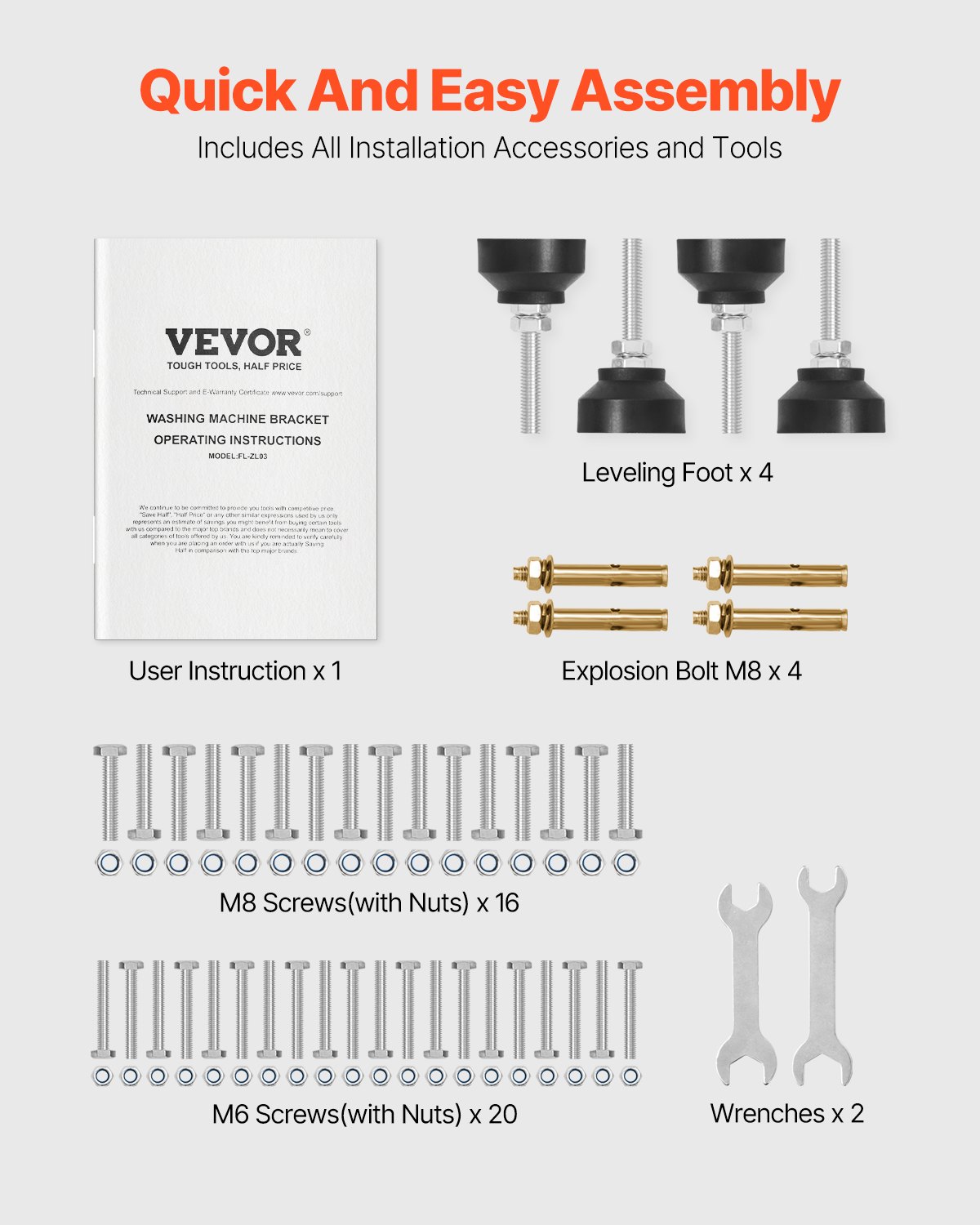 VEVOR Soporte para lavadora de 1230x635 mm Pedestal para Lavadora de Acero al Carbono Capacidad de Carga de 267kg Base de Pedestal para Lavadora y Secadora con Bandejas Dobles para Levantar Lavadoras