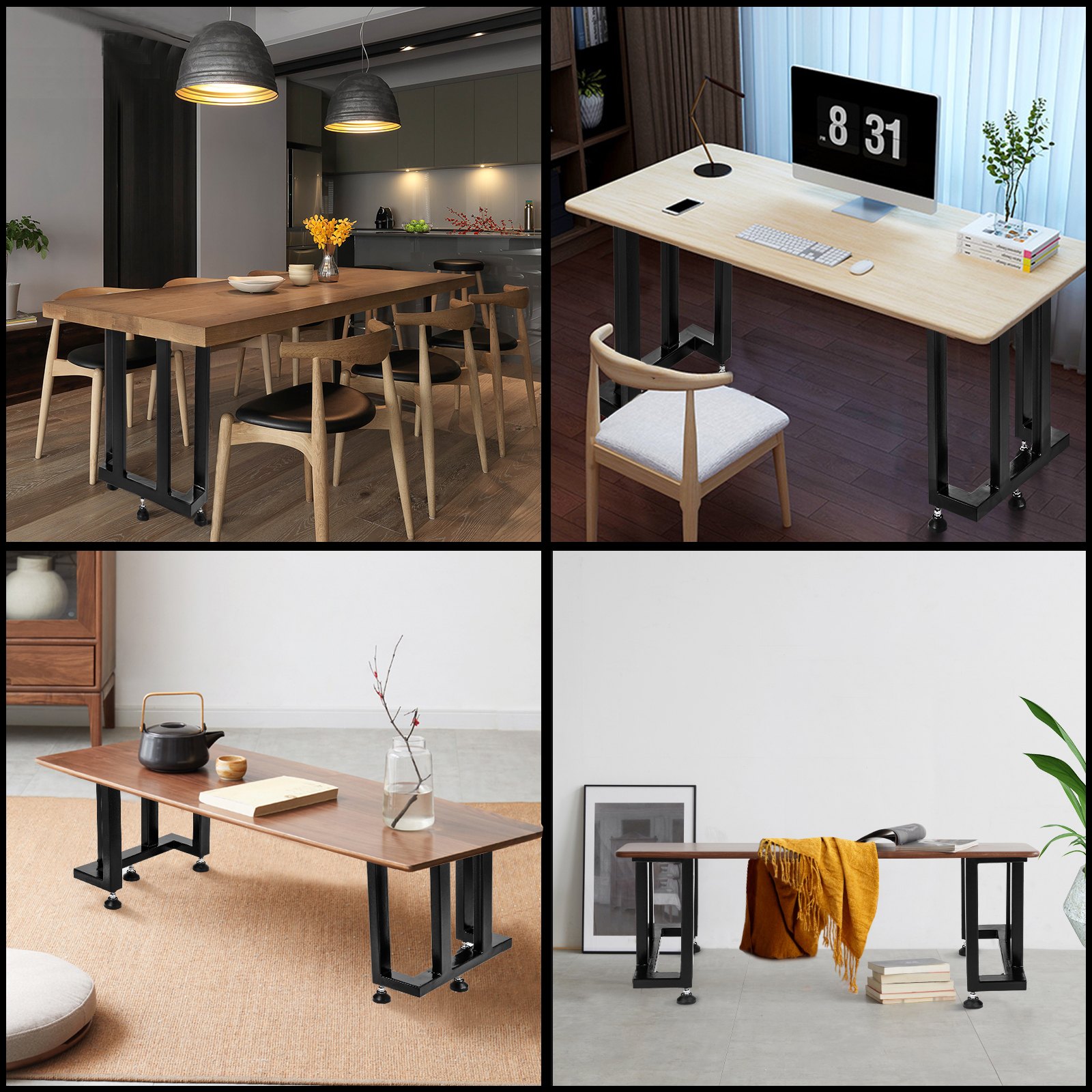 Vevor 2 Patas De Mesa Acero 45 X 15 X 40 Cm Patas Para Muebles Negro Forma C